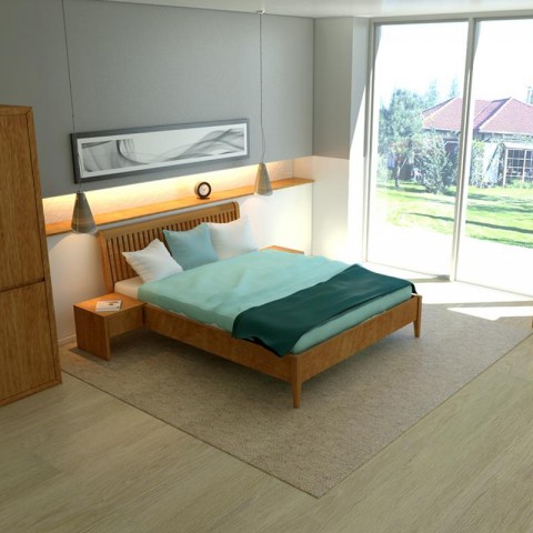 Łóżko GLAMOUR EKODOM drewniane : Rozmiar - 160x200, Kolor wybarwienia - Miodowy, Szuflada - 1/2 długości łóżka