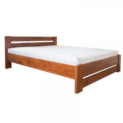 Łóżko LULEA EKODOM drewniane : Rozmiar - 200x200, Kolor wybarwienia - Orzech, Szuflada - Brak