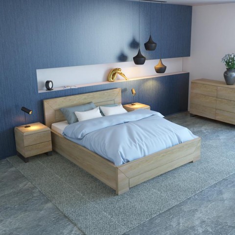 Łóżko LUND PLUS EKODOM drewniane : Rozmiar - 90x200, Kolor wybarwienia - Olcha naturalna