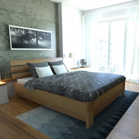 Łóżko HALDEN PLUS EKODOM drewniane : Rozmiar - 160x200, Kolor wybarwienia - Miodowy