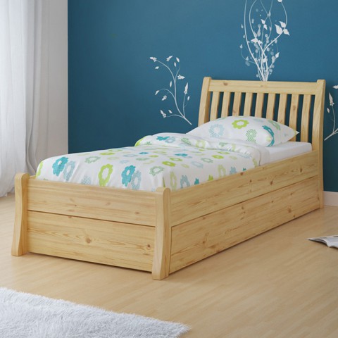 Łóżko TONJA TARTAK MEBLE drewniane : Rozmiar - 160x200, Wybarwienie - Sosna, Szuflada - Tak