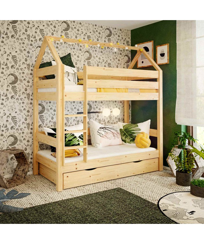 Łóżko piętrowe OLIWIER TARTAK MEBLE drewniane w wybarwieniu sosna