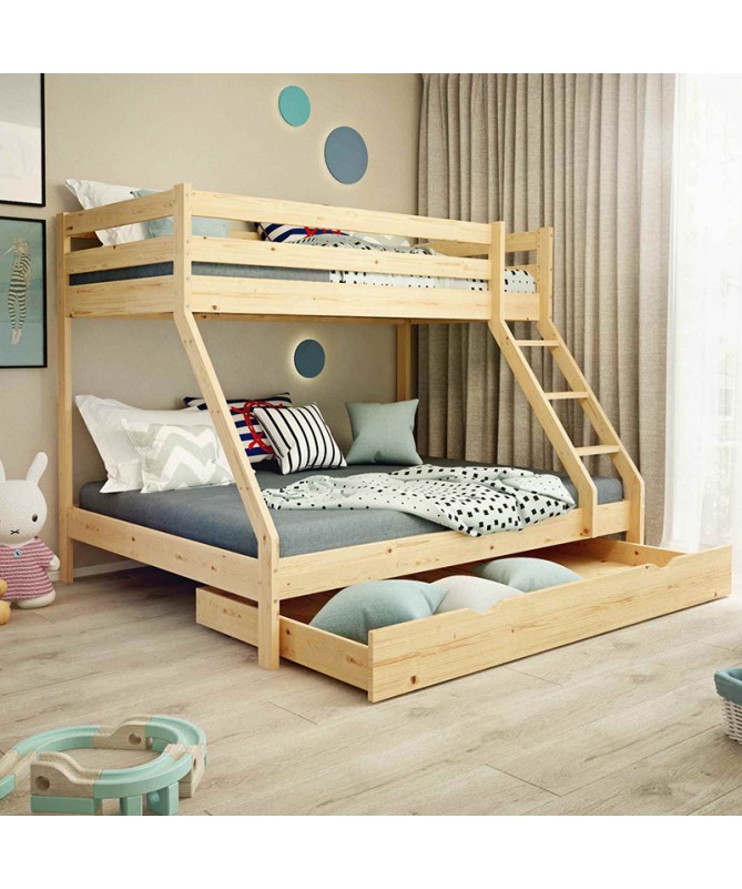 Łóżko piętrowe DENIS TARTAK MEBLE drewniane w wybarwieniu sosna