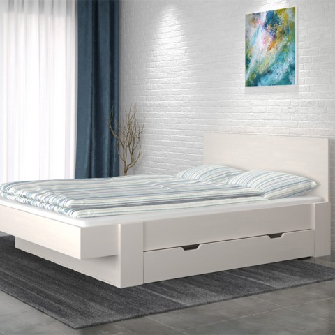 Łóżko VIGO TARTAK MEBLE drewniane : Rozmiar - 180x200, Wybarwienie - Białe