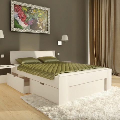Łóżko OLE TARTAK MEBLE drewniane w kolorze białym z szufladami
