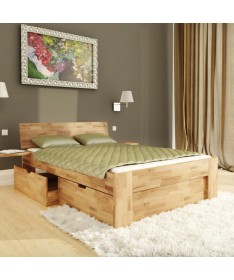 Łóżko OLE TARTAK MEBLE drewniane w wybarwieniu buk z szufladami