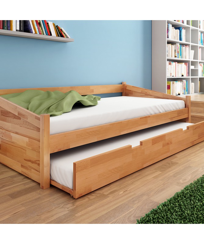 Łóżko ANNA TARTAK MEBLE drewniane w wybarwieniu buk z szufladą