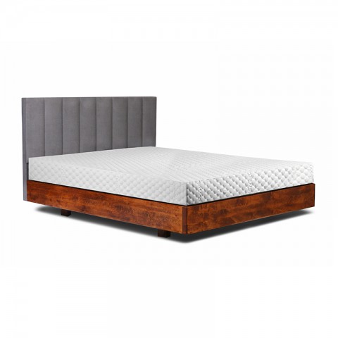 Łóżko HYGGE EKODOM kontynentalne : Rozmiar - 140x200, Kolor wybarwienia - Olcha naturalna, Wezgłowie - 3