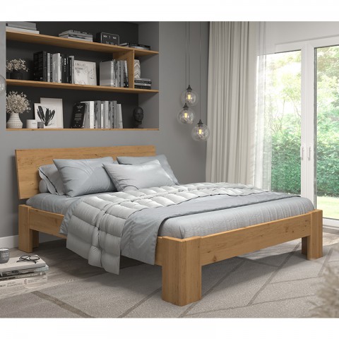 Łóżko BERGAMO EKODOM drewniane : Rozmiar - 90x200, Szuflada - 1/2 długości łóżka, Kolor wybarwienia - Dąb bielony