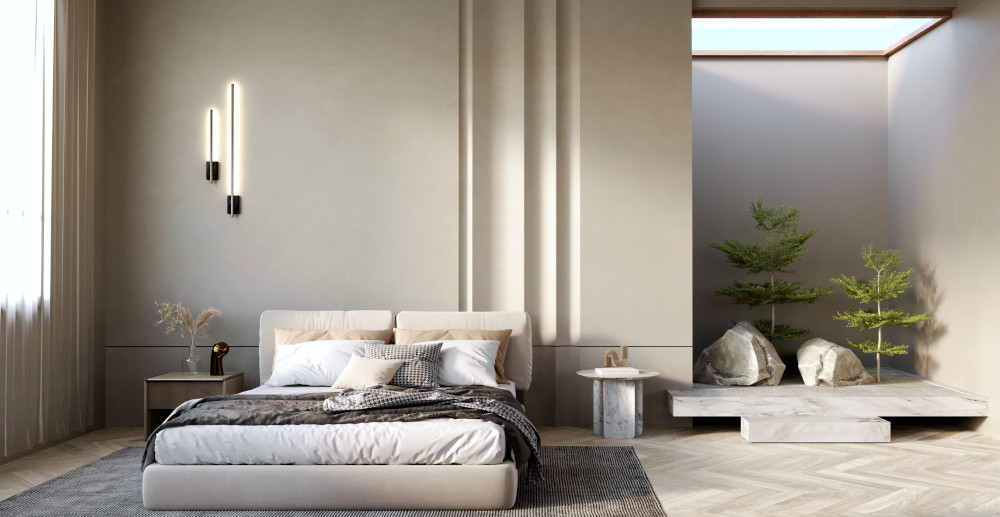 sypialnia nowoczesna - stylowo urządzona nowoczesna sypialnia