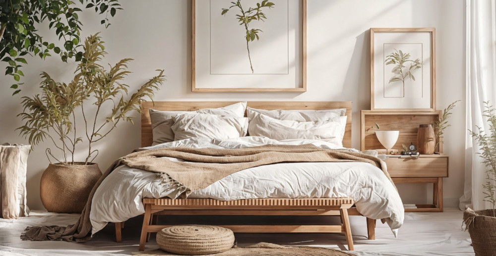 sypialnia scandi boho - aranżacja sypialni scandi boho