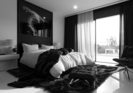 sypialnia czarno biała
