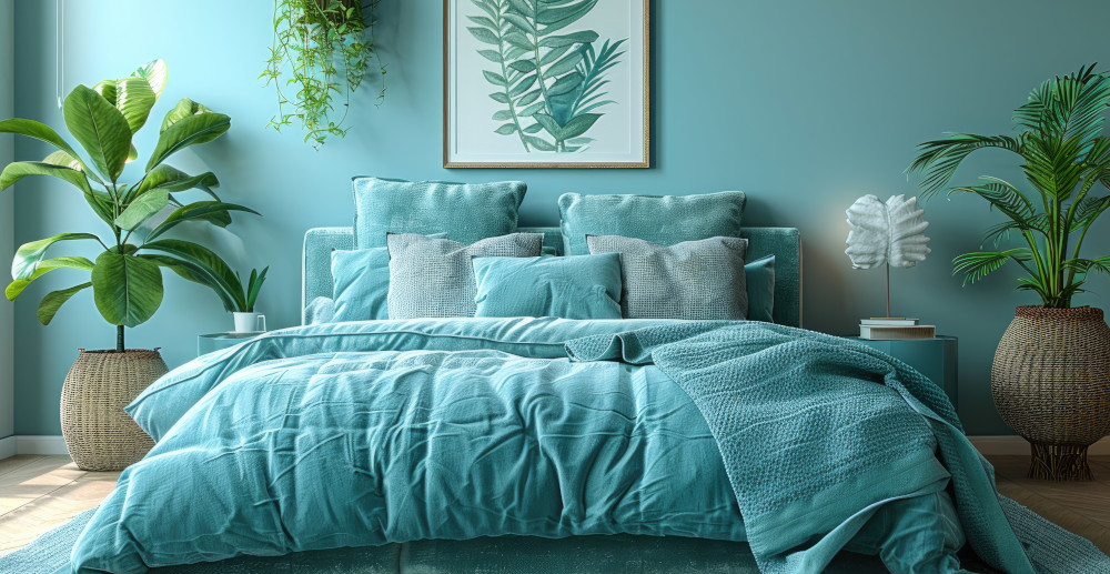 turkusowa sypialnia