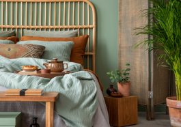 oliwkowa sypialnia - aranżacja sypialni w kolorze oliwkowym