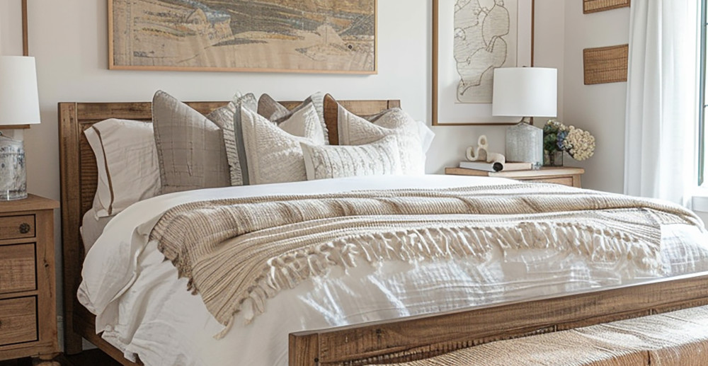 sypialnia modern farmhouse