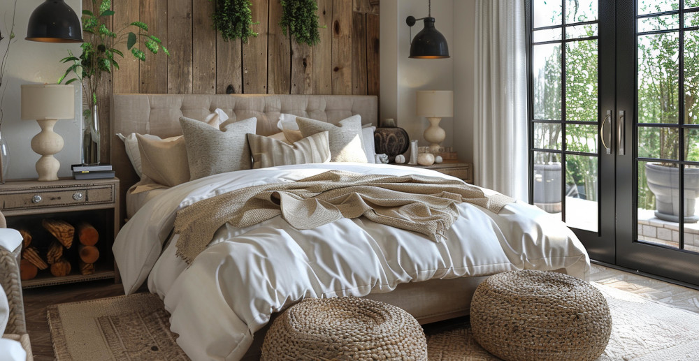 sypialnia modern farmhouse