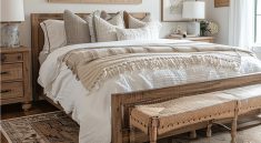 sypialnia modern farmhouse - aranżacja sypialni w stylu modern farmhouse