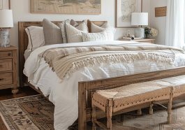 sypialnia modern farmhouse - aranżacja sypialni w stylu modern farmhouse