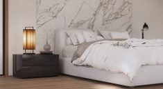sypialnia z motywem marmuru