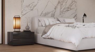 sypialnia z motywem marmuru