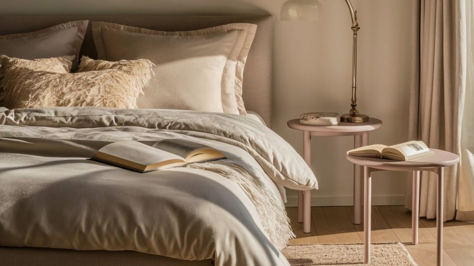 sypialnia w odcieniach taupe - aranżacja sypialni w kolorach taupe