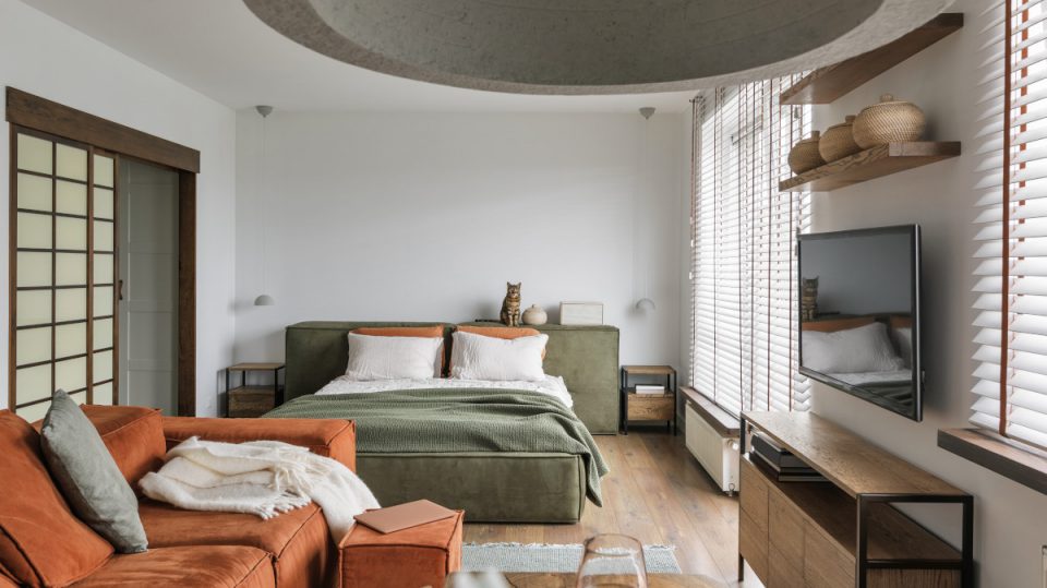 jak połączyć salon z sypialnią